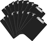HERKKA 15 Pack Plastic Clipboards - Black, Low Profile A4 Letter Size, 12.5 x 9 Inch