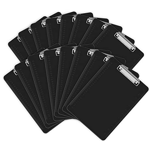 Clipboards, HERKKA 15 Pack Plastic Office Clipboards, Black Color Plastic Clipboards, Low Profile Clip Standard A4 Letter Size, Size 12.5 x 9 Inch