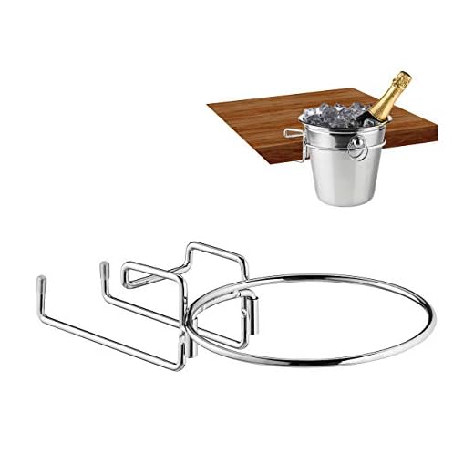 Relaxdays Sektkühlerhalter, Tischhalterung für Weinkühler mit 18cm Ø, platzsparend, Sektkübelhalterung aus Eisen, silber