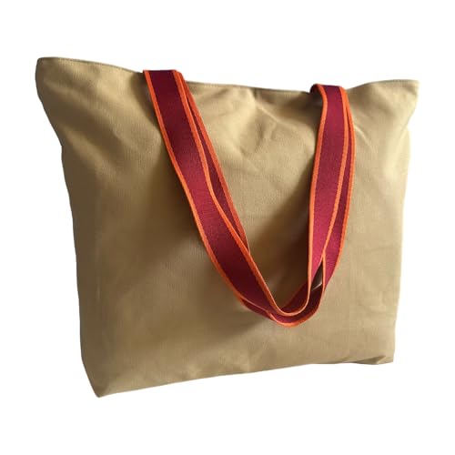 Augbunny 16OZ Cotton Canvas Zipper Closure Lined Grocery Shopping Beach Casual Multi Purpose Tote X-Large