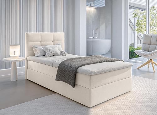 AXLIVING Boxspringbett 100x200 Bett Beige Geceteni Gasdruckfedern