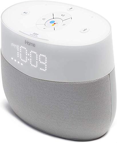 iHome Google Assistant Built-in Chromecast Smart Home Alarm Clock with Wi-Fi Multiroom Audio Bluetooth Speaker System for Streaming Music with USB Charging Port