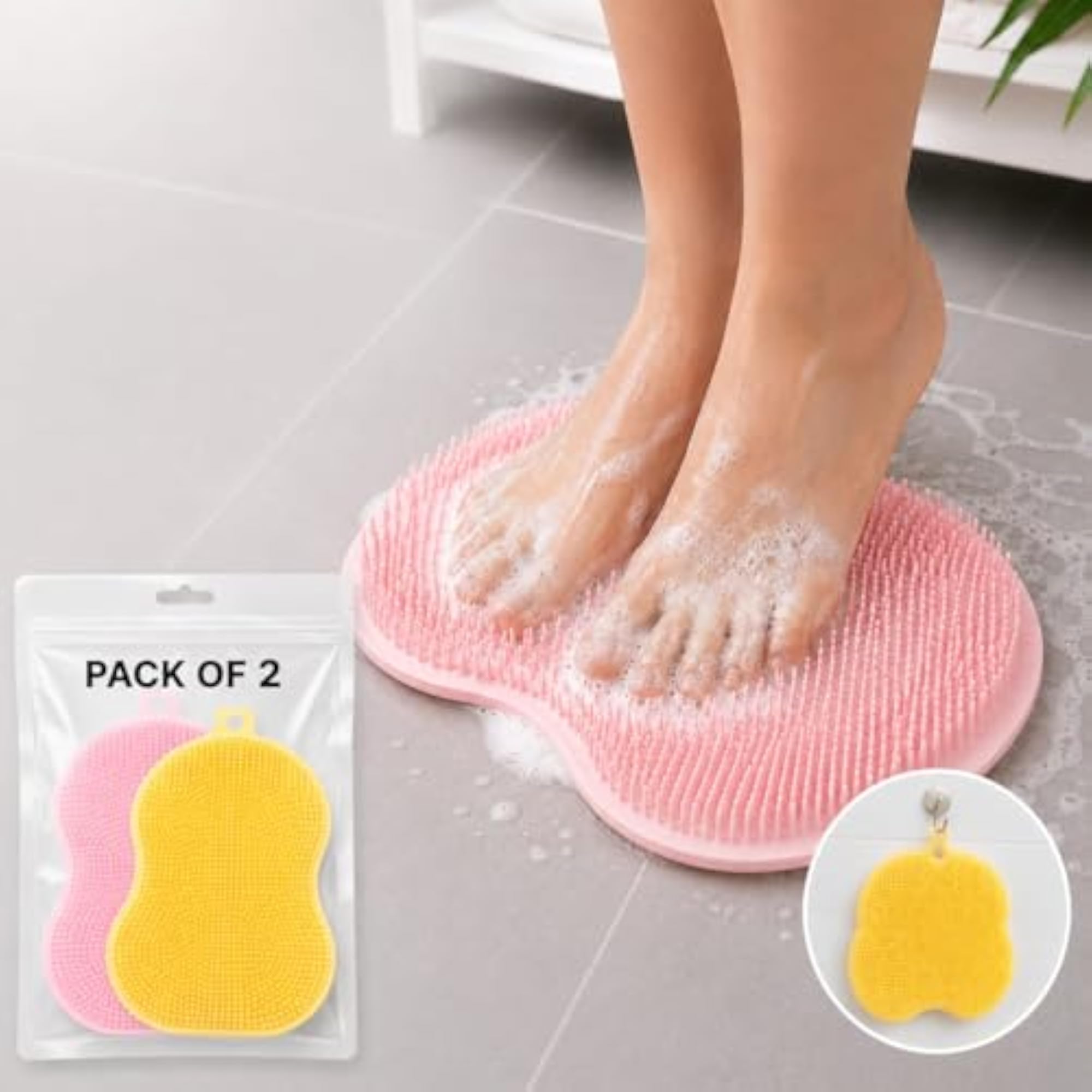 Silicone Foot Scrubber, Pack of 2 for Deep Cleaning