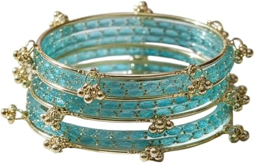 PRIYANSH GUPTA Kashmiri Ghangharoo Glass Bangle Set for Women| Light Weight Bangles | Traditional Transparent Fancy Glass ...
