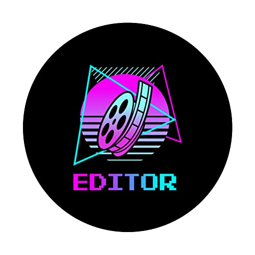 Retro Editor Video Edit Editing PopSockets Swappable PopGrip, Black - Image 3