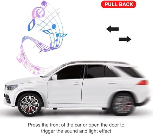 Image of Scale Exclusive Alloy Metal Pull Back | Die-cast Car Model with Sound Light Mini Auto Toy for Kids Metal Model Toy Car with Sound and Light (1.24 Scale M-Benz GLE 350-WHITE)