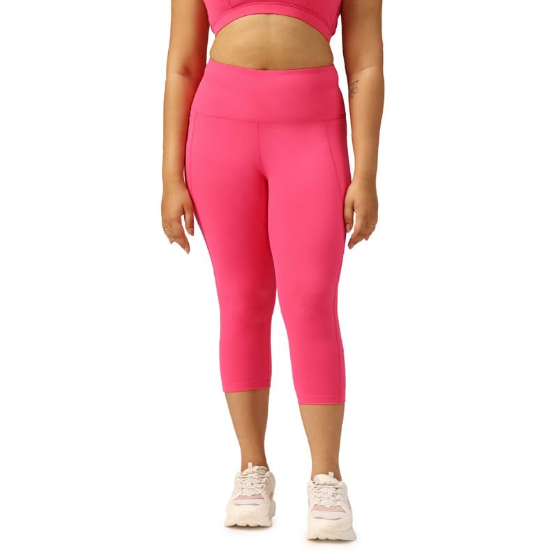 Image of BlissClub Womens The Ultimate Capris, 3 /4th Length Pants, Super- High Waist, 2 Pockets, Wide Waistband, Activewear for Women