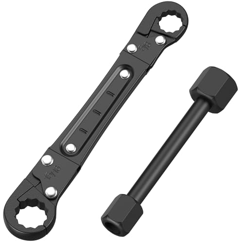 Raineiut Plumbing Tools Angle Stop Wrench Kit Kwik Tite Angle-On Adjustable Wrench for Professional Plumbers Black