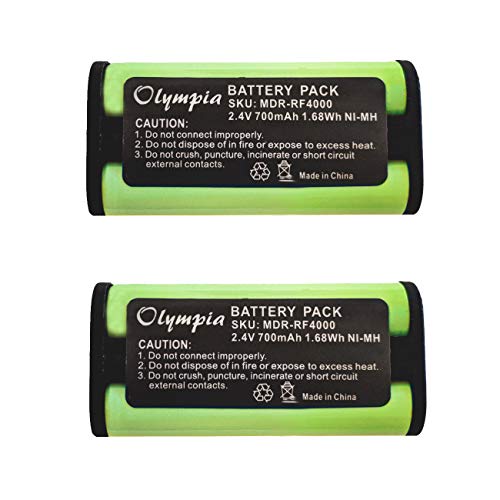 2 Pack BP-HP550-11 Replacement Battery for Sony BP-HP550-11 Headphone Battery (700mAh, 2.4V, Ni-MH)