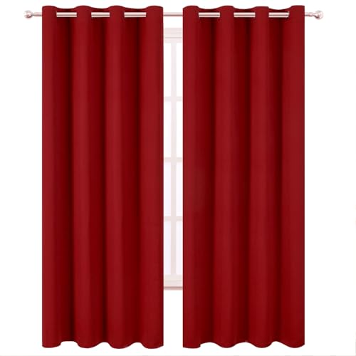 Image of LEMOMO Blackout Curtains 52 x 120 Inch Long Red Curtains Set of 2 Panels Room Darkening Curtains for Bedroom and Living Room