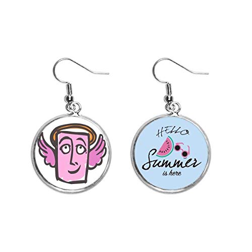 Pendientes de sandía con cara de ángel para regalar en cumpleaños de verano
