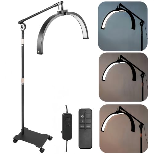 CLEADONG Halbmond-LED-Lampe Wimpernverlängerung lampe mit Telefonhalter Faltbare Einziehbarer Wimpern 3200K-5600K professionelle ästhetische Lampe für Beauty Tätowierer Make-Up Artists