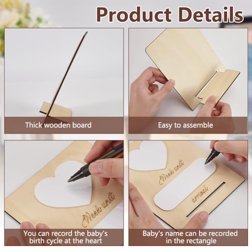 Image of FINGERINSPIRE 2 Set Announcement Pregnancy Signs Wooden Baby Announcement Sign Pregnant Baby Announcement Board Wood Sign for The Announcement of Your Pregnancy Or Baby's Birth Gifts for New Parents