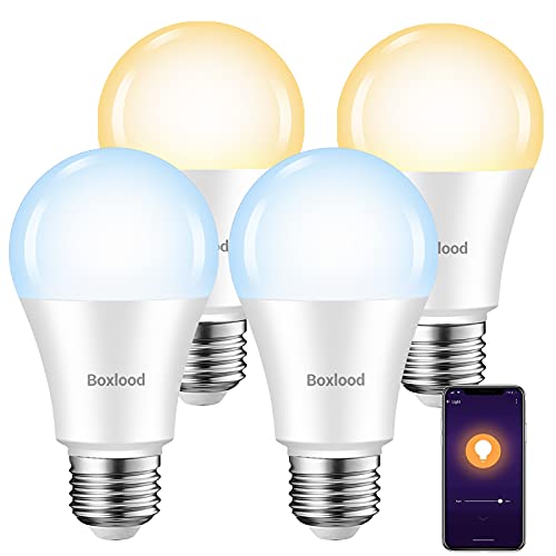 Smart Dimmable LED Light Bulbs That Work with Alexa Echo Google Assistant SmartThings No Hub Required, E26 A19 WiFi Light Bulbs Warm White to Cool White Tunable, Timmer, 7W 700lm 60W Equivalent 4Pack Smart Dimmable LED Light Bulbs That Work with Alexa Echo Google Assistant SmartThings No Hub Required, E26 A19 WiFi Light Bulbs Warm White to Cool White Tunable, Timmer, 7W 700lm 60W Equivalent 4Pack