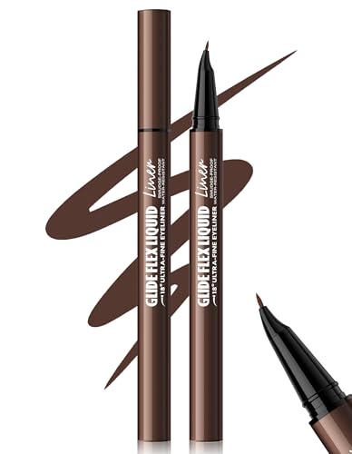 Erinde Eyeliner Marrón Metálico, Punta Precisa Inclinada a 18°, Lápiz Ojos Waterproof, Delineador de Ojos Metálico, Alta Pigmentación, Resistente al Agua y a la Transferencia #11