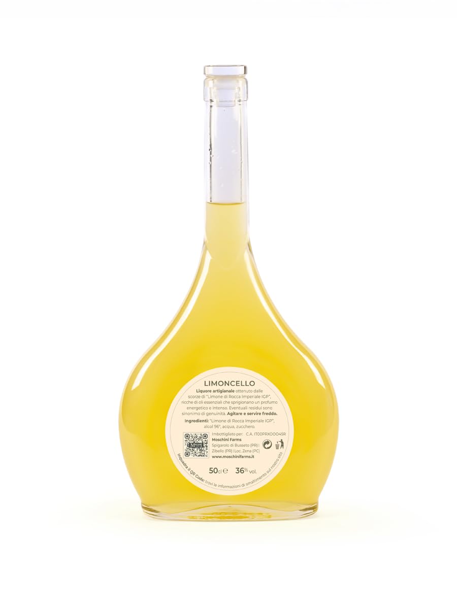Moschini Farms Limoncello - Liquore Artigianale con Limone di Rocca Imperiale IGP - Made in Italy - Bottiglie Esclusive Numerate a Mano