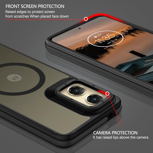 GUAGUA for Motorola Moto G Stylus 5G 2024 Case Compatible with MagSafe Magnetic Cases Slim Translucent Matte Back Anti-Scratch Protective Shockproof Phone Case for Moto G Stylus 5G 2024, Black by GUAGUA - Used condition - Image 4