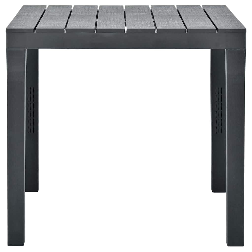 Tavolo da Giardino in Plastica Antracite con 2 Panche Resistenti per Relax Esterno, Set per Terrazza, Balcone, Patio, Veranda, per Pranzo e Conversazioni con Famiglia