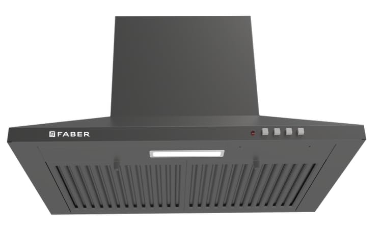 Image of Faber SION 60 cm 900 m /hr Wall Mounted Kitchen Chimney | Baffle Filter | Push Button | LED Lights | 1 Year Comprehensive Warranty and 12 Years on Motor | Neo Craft Grey | HOOD SION PB BF NG 60