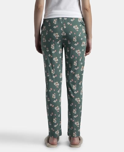Image of Jockey RX09 Women's Micro Modal Cotton Relaxed Fit Printed Pyjama with Side Pockets Sage Brush Green M