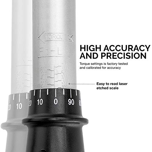 Neiko Pro 03710B 3/4-Inch-Drive Adjustable Sae Torque Wrench With Torque Click Settings Of 100–700 Foot-Pound, Made With Crv Steel, 48-Inch Length #TOP3