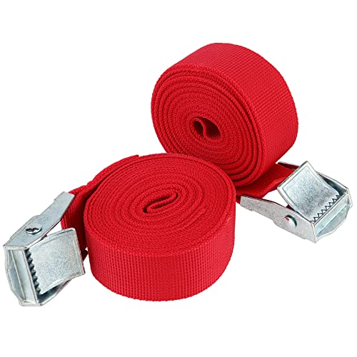 Seunmuk 16 Pack 6.5' X 1" Lashing Straps, Red Tie Down Strap Cam Buckle Locking Strap For Trucks Cargo Motorcycle Securing, Lawn Equipment, With Zinc Alloy Cam Buckle #TOP4