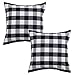 Lot de 2 housses de coussin à carreaux 50 x 50 cm - Noir - En coton de qualité supérieure - Avec fermeture éclair - Noir
