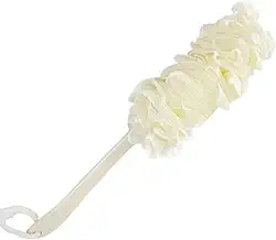Esponja de Banho Esfoliante com Cabo Longo Antiderrapante - Limpeza Corporal e Alcance das Costas (Bege)