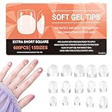 600 Pièces Court Capsule Americaine Ongle Amande, 15 Tailles Faux Ongles, Capsules Ongles Avec Valise De Rangement, Transparent Full Cover Capsule Ongle pour Diy Nail Art (Carrée)