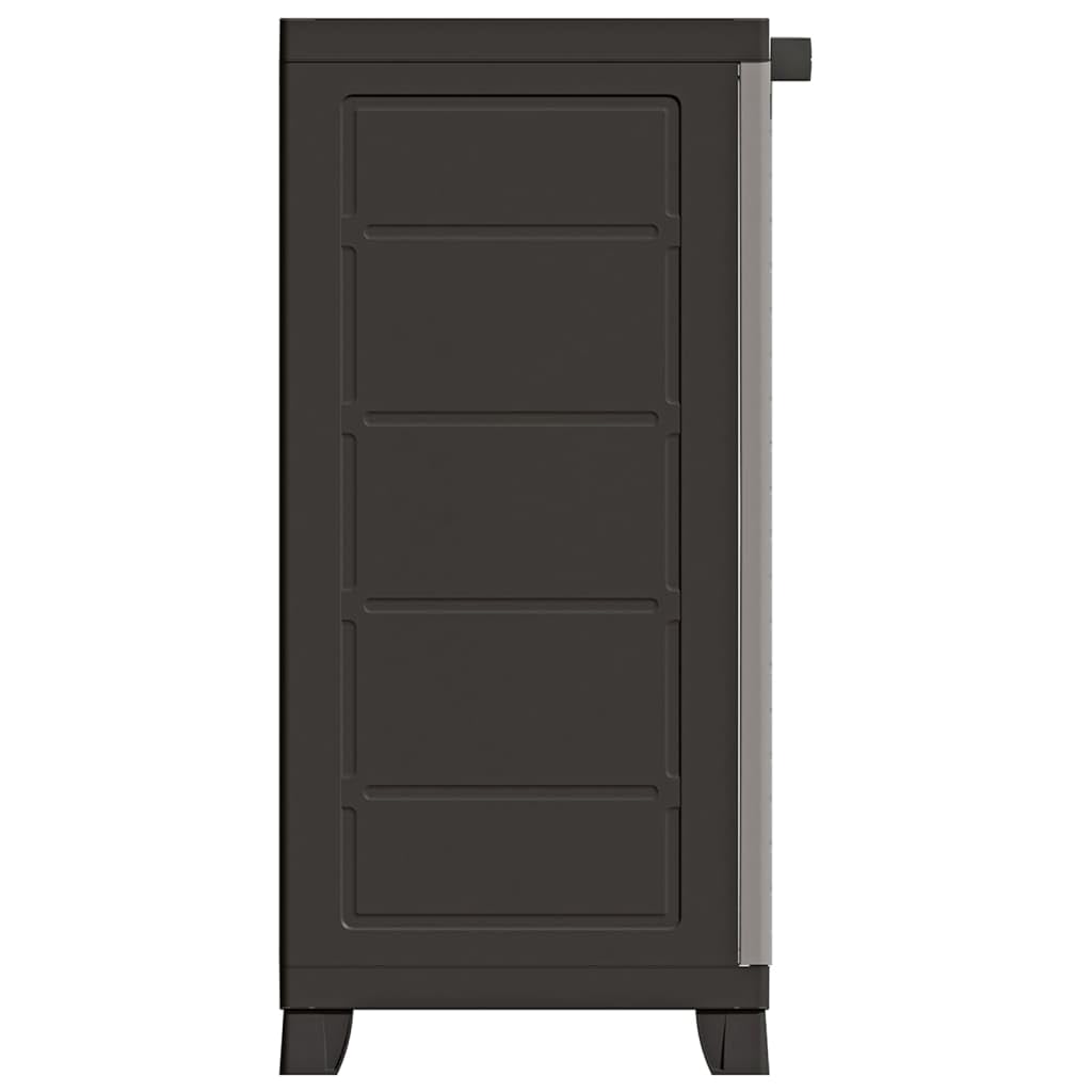 Armadio portaoggetti in plastica, 65 x 45 x 97 cm, grigio, multiuso con 2 ante e 3 ripiani, chiudibile, per ufficio, garage, cantina, officina, crea ordine