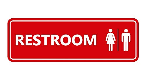 Signs ByLITA Standard All Gender Restroom Sign (Red) - Medium 5 Pack