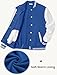 COOFANDY Mens Fashion Varsity Jackets Leather Sleeve Slim Fit College Baseball Letterman Bomber Coat Blue Large
