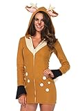 Leg Avenue Women's Cozy Cute Fawn Dress Costume, Brown/Khaki, Small