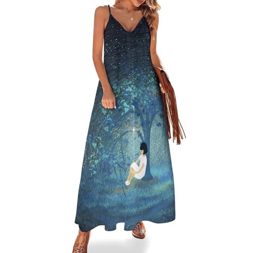 Robe sans manches femme été chic style fluide coupe maxi