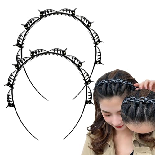 2 Pcs Double Bangs Hairstyle Hairpin, Hair Styling Hair Hoop Twister Headbands, Hairpin Headband...