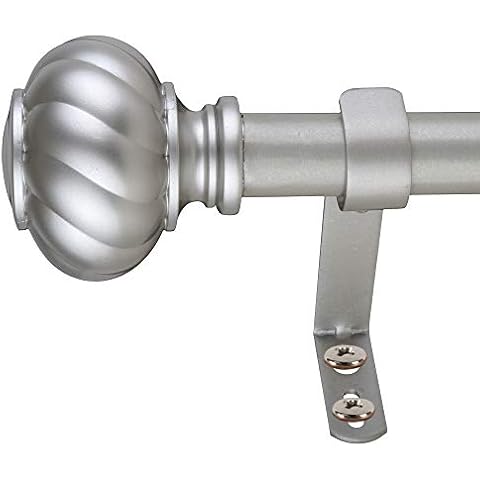 Decopolitan 1" Twist Knob Curtain Rod, 18 to 36 Inches, Antique Silver Cover