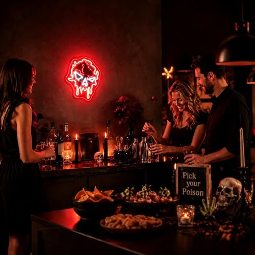 Image of Neon Sign, Skull Neon Signs for Wall Decor LED Signs Neon Light