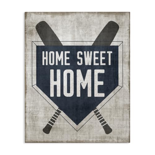 Stupell Industries Rustic Sweet Home Baseball, 16 x 20 Inch Canvas Wall Art