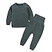 MYGBCPJS 2pcs Boys Girls Cotton Pajamas Set Kids Cotton Long Thermal Underwear Pajama Set Dark Green