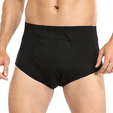 Incontinence Pants with Pad for Men Reusable & Washable Incontinence Underwear with Super Absorbency, Suitable for Surgical Patients & Elderly People with Limited Mobility Black L Size Cover