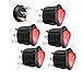 Aexit 5 Pcs Switches 3 Pin 2 Position ON/Off SPST Red Light Snap in Panel Mount Rocker Switch AC Foot Switches 6A/250V 10A/125V