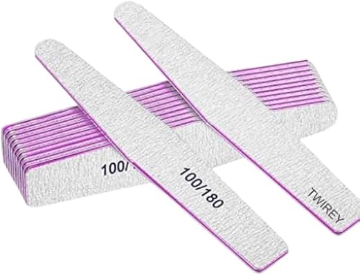 Professional Nail Files, Double Sided Emery Board, 100/180 Grit, for Acrylic Gel Nails, Manicure and Pedicure, 3 Pcs