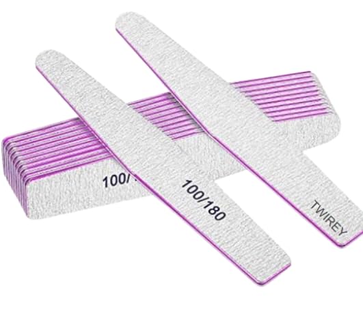 Professional Nail Files, Double Sided Emery Board, 100/180 Grit, for Acrylic Gel Nails, Manicure and Pedicure, 3 Pcs