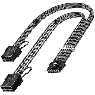 Fasgear PCI-e 5.0 12VHPWR(12v-2x6) Extension Cable 30cm/1ft,16(12+4) Pin Male to PCIE 2x8(6+2) Pin Female Sleeved Extender Cord 16AWG,for GeForce RTX 3090ti/4070/4080/4090/5070ti,with 4 Combs