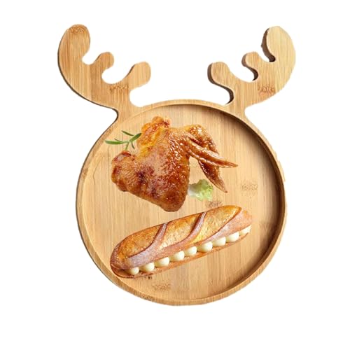 Nankoyal Tabla De Embutidos Navideña,Bandeja de Madera para Queso y Embutidos | Platos Reutilizables Vajilla Para Fiestas Para Aperitivos Cena Ensalada Picnic Fiesta Cocina Queso Dulces Camping Boda