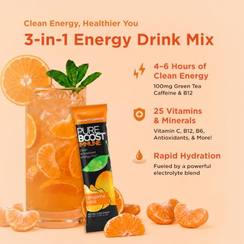 Image of Pureboost Sugar-Free Immune Clean Energy Booster Drink Mix, Combo Pack 10ct