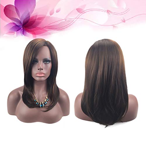 Lurrose Peruca feminina longa reta aparência natural requintada rede elástica peruca cabelo peruca p