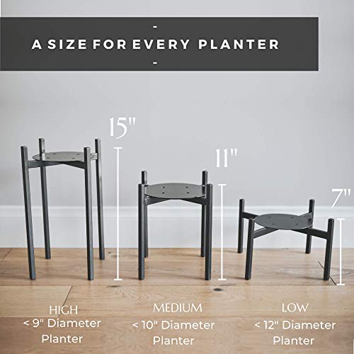 Aubury Plant Stands For Indoor & Outdoor Pots - 9" Wide Rust Resistant Galvanized Steel, Non-Slip Rubber Feet To Protect Hard Floors - Sturdy Mid-Century Design Holds Plant Pots Up To 75Lbs (High) #TOP5