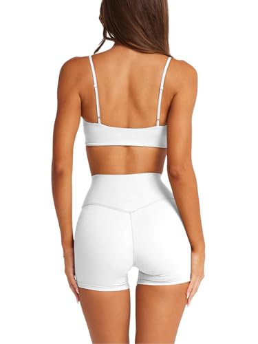 Image of LASLULU Womens Adjustable Spaghetti Straps Sports Bra Square Neck Wireless Padded Workout Yoga Crop Tops