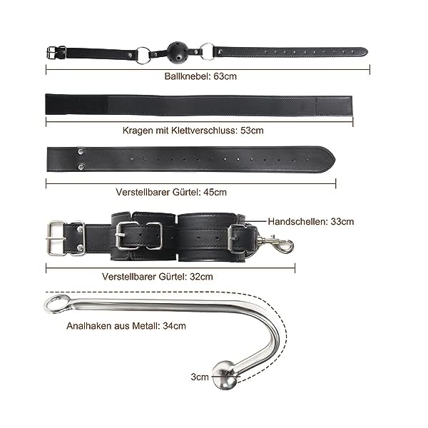 BDSM Sex Bondage Fessel Set Analhaken mit Ballknebel, 2 in 1 Leder Bondageset Anal hook Fesselset Vom Hals bis zum Handgelenk, Rollenspiel Buttplug Fetisch Analtrainer, SM Sexspielzeug für Paare – Bild 7